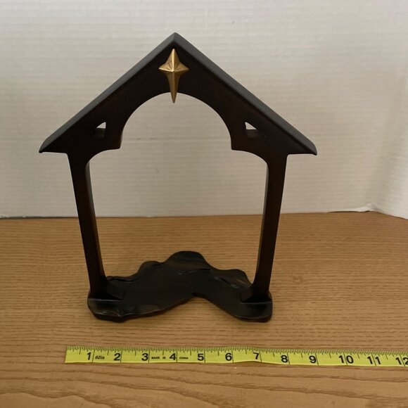 Vtg Partylite Holy Night Creche Nativity Bronze Stable Tealight Votive Holder - Picture 7 of 8